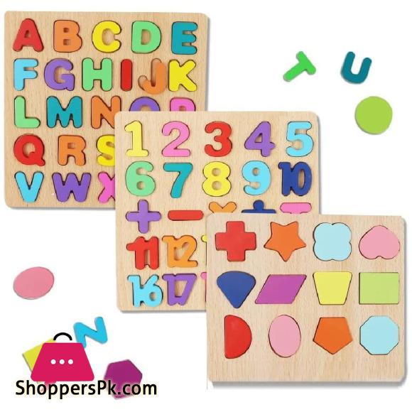 Wooden Alphabet | Puzzles & Numbers Count Board, Colorful ABC Uppercase Letters/Numbers/Shapes for Kids Toddlers Preschool Early Learning Educational Toys