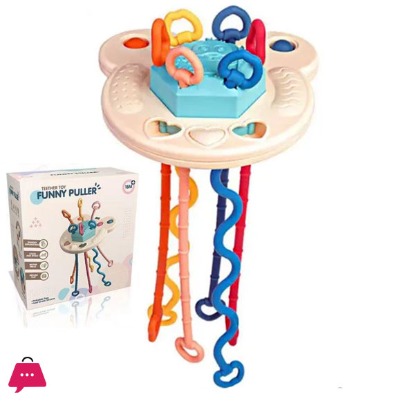 Baby Teether Pull String Sensory Rattle Toy