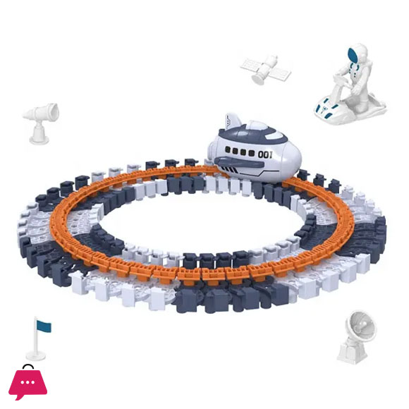 DIY Assembly Space Toys Rocket Electric Toy Track Car 301Pcs