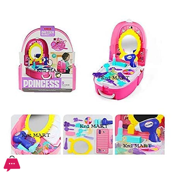 Dresser Back Pack Play Set with Make up Cosmetic Accessories Princess Beauty Play Set