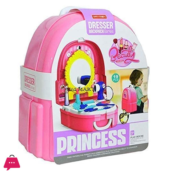 Dresser Back Pack Play Set with Make up Cosmetic Accessories Princess Beauty Play Set
