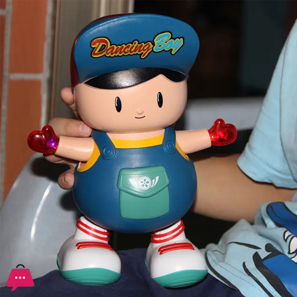 Electric Dancing Big Head Boy Walking Dancing Doll Lighting Music Kid Toy