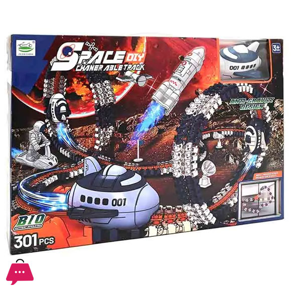 DIY Assembly Space Toys Rocket Electric Toy Track Car 301Pcs