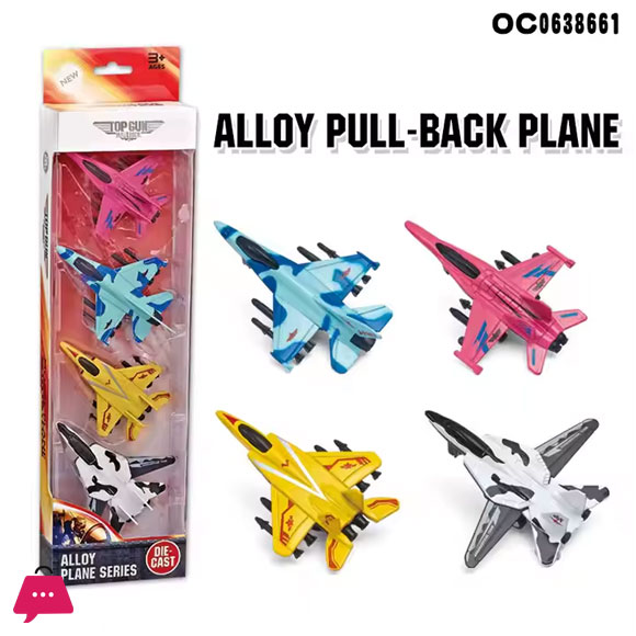 High Quality Mini 4PCS Metal Pull Back Diecast Fighter Plane Toy for Kids