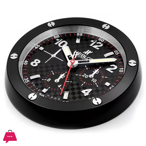 Hublot Big Bang Wall Clock Carbon Fibre Chronograph Dial Black