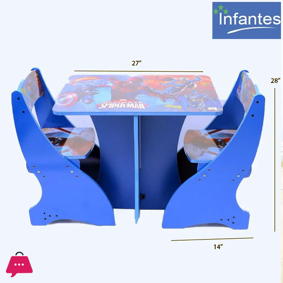 Infantes Kids Portable Study Table & Chair Wood - 2 Chair & Table