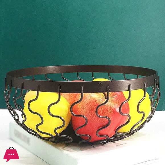 Iron Fruit Basket Metal Basket Living Room Household Decorative Basket Creative Storage Fruit Plate