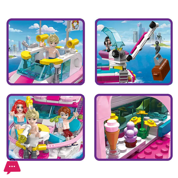 JIESTAR 550 Pcs Three Layer Treasure Hunt Yacht Model Diy Educational Building Block