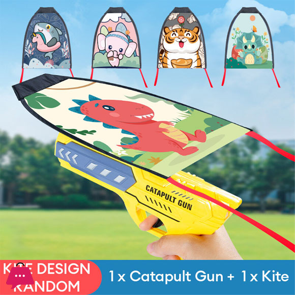 Kids Kite Launcher Kites Beach Toys Shooting Kites Gun Flying Glider Air Combat