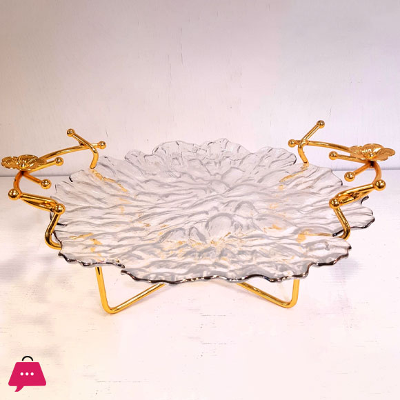 Orchid Glass Plate With Stand 10 Inch