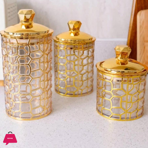 Borosilicate Glass Food Storage Jars with Natural Bamboo Lid, Airtight Kitchen Canisters for Sugar, Candy, Cookies, Rice, Spices, Large, Medium, Small Sizes