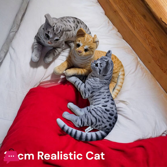 Plush Toys Stuffed Realistic Tabby Cats Gifts for Children 35CM