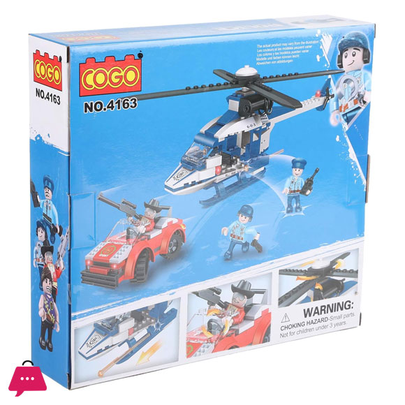Police Helicopter and Car Shaped Building Blocks - 229 Pieces