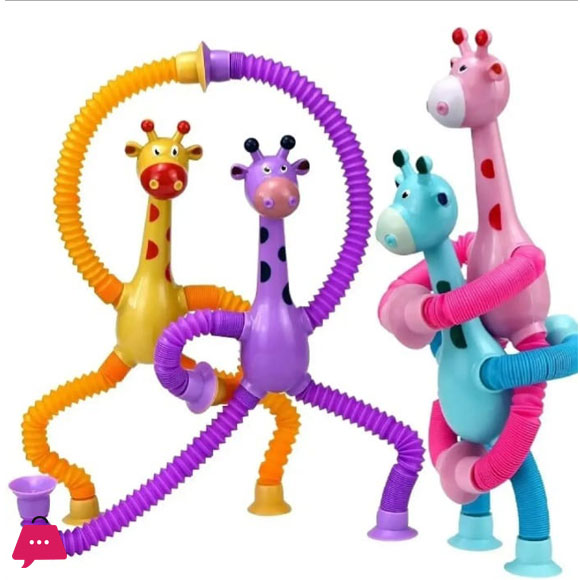 Pop Tubes, Sensory Suction Cup Plastic Toy, Deformable Novelty Telescopic Giraffe Fidget Toys