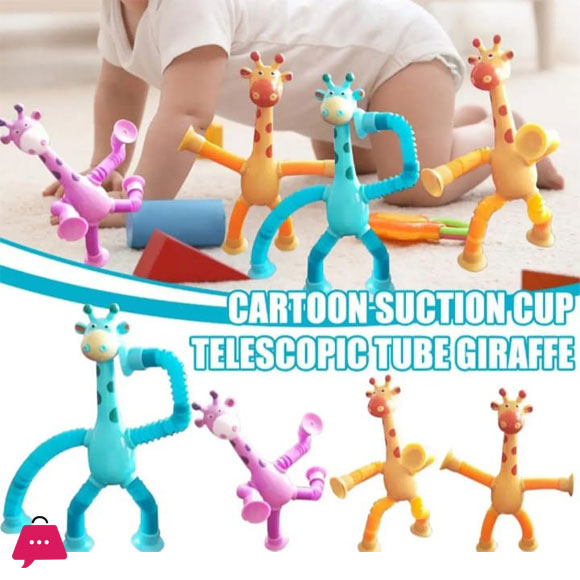 Pop Tubes, Sensory Suction Cup Plastic Toy, Deformable Novelty Telescopic Giraffe Fidget Toys