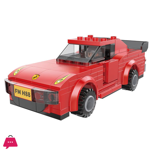 Red Classic Car Building Blocks Kit - Gift for Classic Car Lovers - 176 Pcs