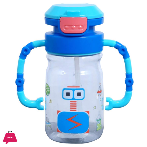 Robot Premium Bubble Sipper 300 ml - Anti Spill Sippy Cup with Straw BPA Free