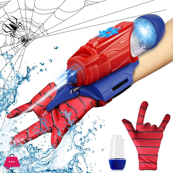 Spider-Man Water Gun for Kids Web Shooters Toy Wrist Launcher with Glove, Water Pistol