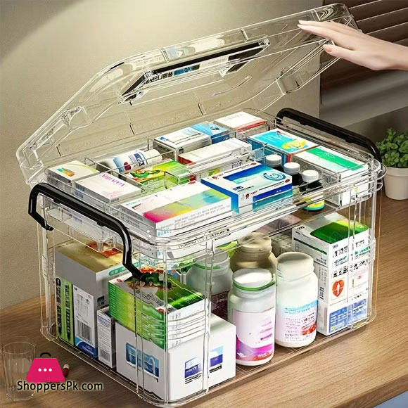 Transparent Medicine Organizer Box for Home and Travel with Easy Access