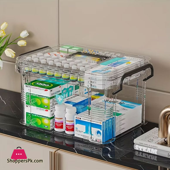 Transparent Medicine Organizer Box for Home and Travel with Easy Access