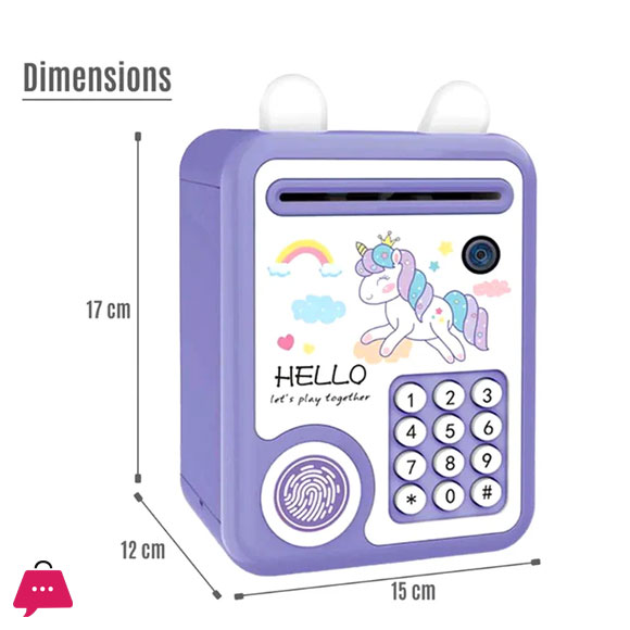 Unicorn Mini ATM Bank With Fingerprint Lock & Music