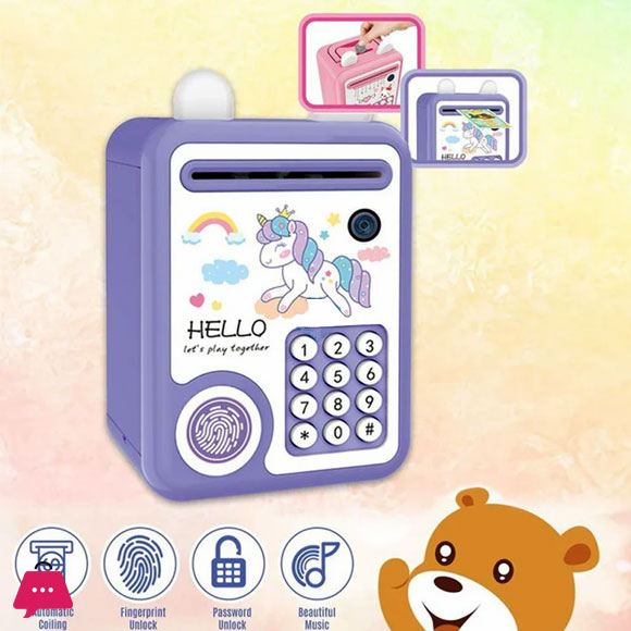 Unicorn Mini ATM Bank With Fingerprint Lock & Music