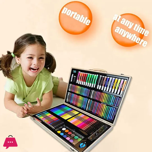 180 Pieces Art Painting Set High Quality Oil Pastels Drawing Wooden Box Art Kit for Girls and Boys