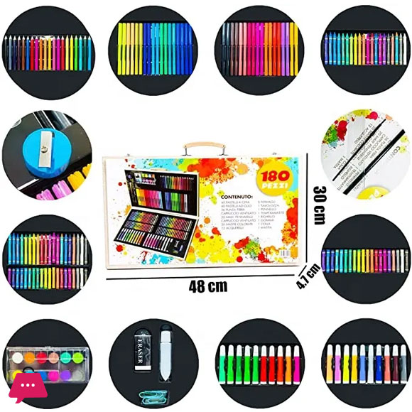 180 Pieces Art Painting Set High Quality Oil Pastels Drawing Wooden Box Art Kit for Girls and Boys