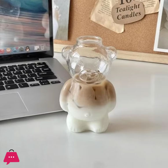 1PC 320ML Creative Cute Bear Coffee Mug with Straw