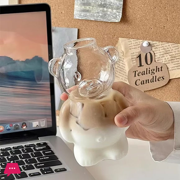 1PC 320ML Creative Cute Bear Coffee Mug with Straw