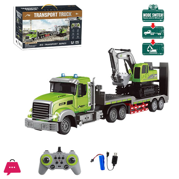 2 In 1 Semi-trailer Transport Vehicles Excavator Set Remote Control Alloy Engineering Vehicle Model With Music Light For Kids Gifts2 In 1 Semi-trailer Transport Vehicles Excavator Set Remote Control Alloy Engineering Vehicle Model With Music Light For Kid