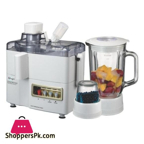 3 In 1 Juicer Machine & Blender Grinder Heavy Duty Copper Motor Bingo JBG-1000 Juicer+Blender+Small Grinder) Blender and Grinder machine (500 watt motor)