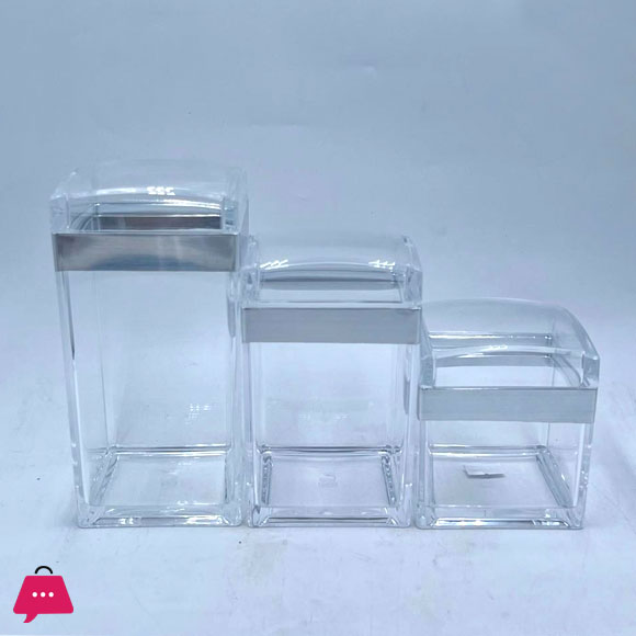 3 Pc Clear Top Acrylic Jar Set