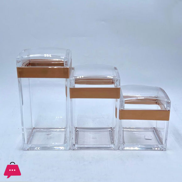 3 Pc Clear Top Acrylic Jar Set