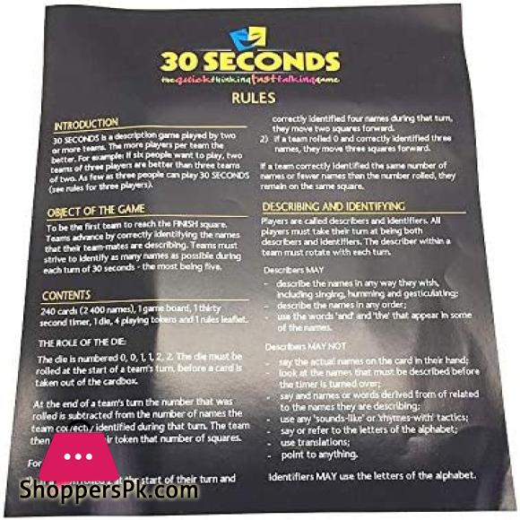 30 SECONDS Board Game Senior No 0143 Birthday gift and family game