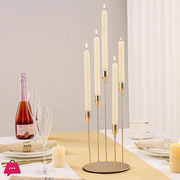 5 Arms Candle Holder Centerpieces for Tables Decorative Candlestick Holder for Taper Candles