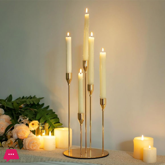 5 Arms Candle Holder Centerpieces for Tables Decorative Candlestick Holder for Taper Candles