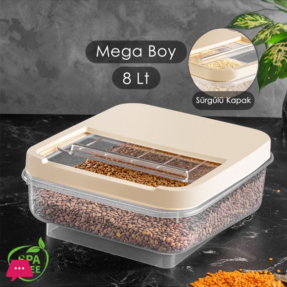8 Ltr Sliding Lid Food Storage Box - Multibox Kitchen Organizer Turkey Made