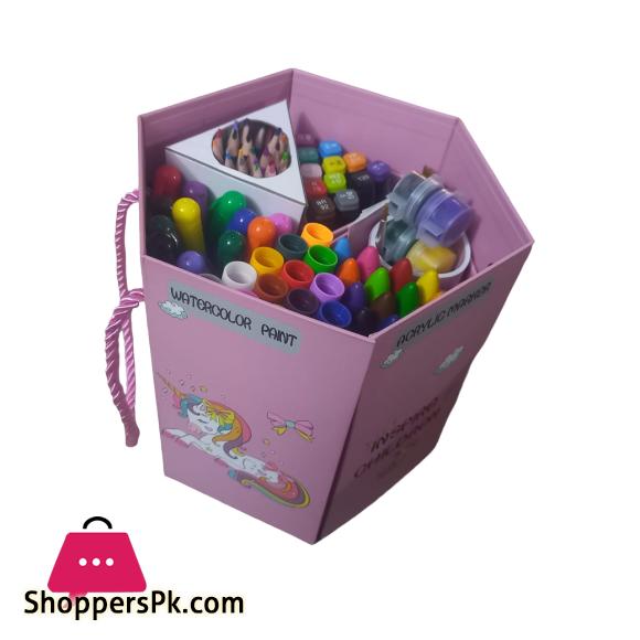 83Pcs Children Deluxe Art Drawing Acrylic Marker, Dazzle Color Stick, Washable Markers, Oil Pastel Color Pencils Set for Kids Case Art and Craft Supplies Drawing and Painting Set