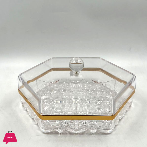 Acrylic Transparent Hexagon Dry Fruit Tray with Lid Used for Dried Fruits Nuts Cookies Snacks