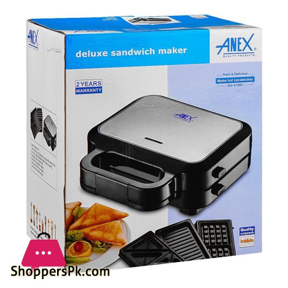 Anex Deluxe 3 In 1 Sandwich Maker 750W AG-2139