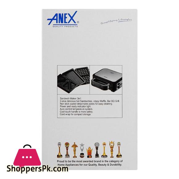 Anex Deluxe 3 In 1 Sandwich Maker 750W AG-2139
