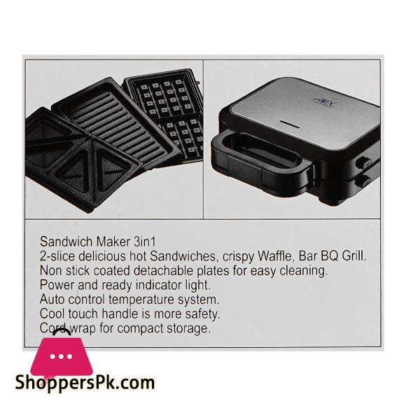 Anex Deluxe 3 In 1 Sandwich Maker 750W AG-2139