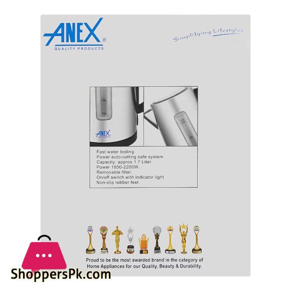 Anex Deluxe Kettle Approx 1700ml Capacity AG-4047