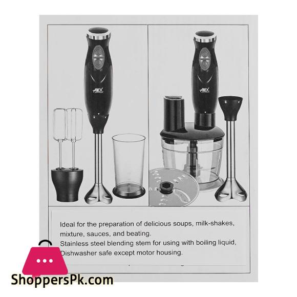 Anex Hand Blender Beater Chopper Black AG-140