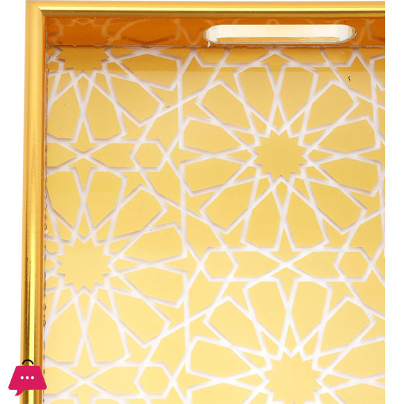 Arabic Style Tray Set Acrylic Gold Plated Trays Elegant Finish 2pcs