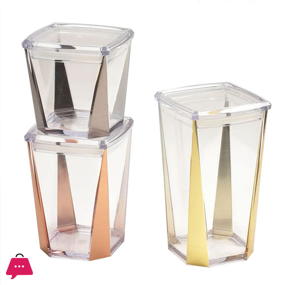 Canister Set with Gold Silver Rose Gold Coating 3 Pcs Set