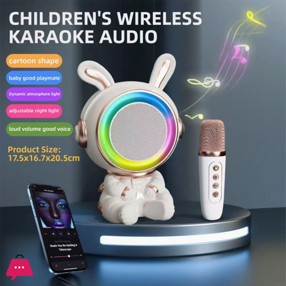 Childrens Wireless Karaoke Cartoon Style Portable Bt Speaker Microphone Volume Control Stereo Speaker Toys