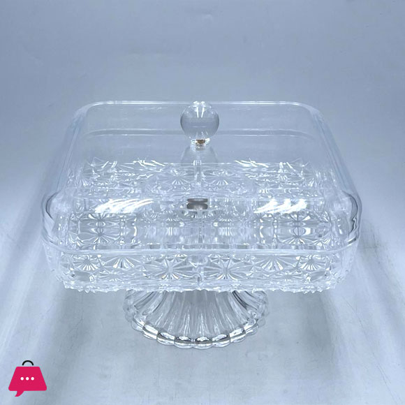 Clear Acrylic Square Dessert Serving Platter with 5 Compartments Lid