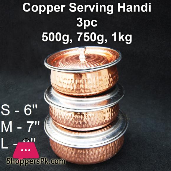 Copper Serving Handi Hammered Design Set of 3